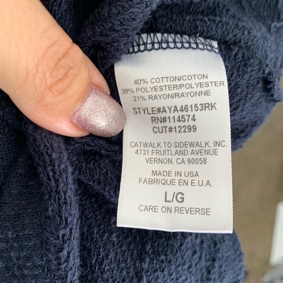 RO & DE Navy Blue Sweater Top Ruffle Sleeve - Picture 6 of 7